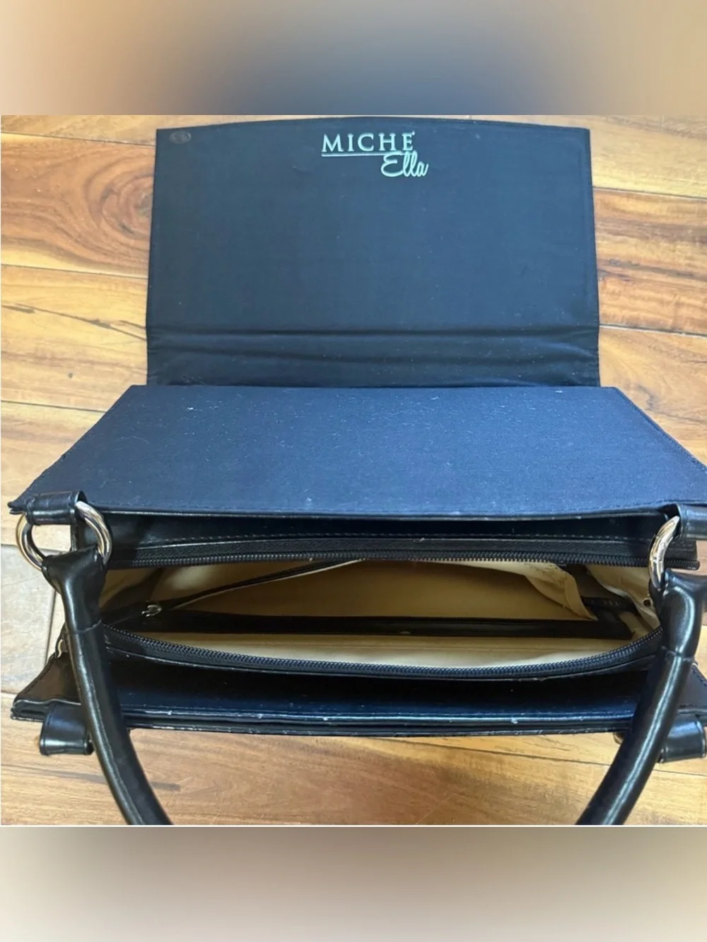 Miche Black Croc-Embossed Top-Handle Satchel